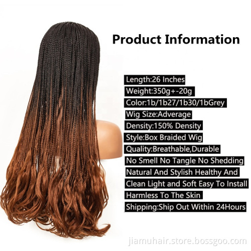 Ombre Blonde Braids Wigs Synthetic Box Braided Wigs Crochet Hair Braids for Women French Curl